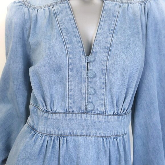 Zimmermann Lucky Denim Midi Dress Skylark Blue Cotton Size 1 - Picture 2 of 8